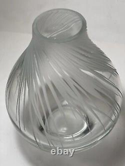 Salviati Venezia Murano Modernist Cut Glass Frosted Crystal Flower Vase