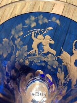 Scarce Intaglio Cut Glass Vase Mythological Pan Figure Moser Bohemian