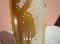 Seven Correia Gold Cut Back to Opaque 9.5 Art Deco Nudes Vase