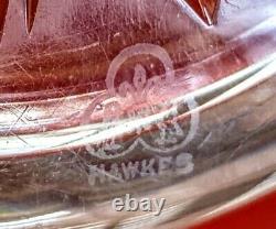 Signed HAWKES Lg American Cut Glass ABP Vase Engraved Flowers Ferns EUC Antique