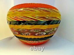 Signed MASSIMILIANO SCHIAVON Black Tribe Collection Murano Art Glass Vase CUT