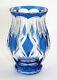 Signed Val St. Lambert Blue Cut To Clear Deco Design Vase, Graffart Design 1089