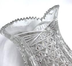 Signed Yasemin Cut Glass Crystal Hourglass Vase SHARP! Sawtooth Pinwheel Turkey