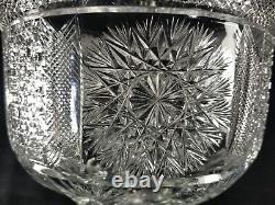 Signed Yasemin Cut Glass Punch Bowl Or Vase 15.5 Quality Turkish Repro VFINE