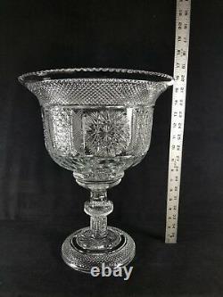 Signed Yasemin Cut Glass Punch Bowl Or Vase 15.5 Quality Turkish Repro VFINE
