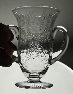 Sinclaire Cut Glass Etched Two Handle Matching Vases