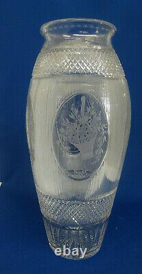 Sinclaire Museum Quality Cut Glass Vase 12 Signed with Logo