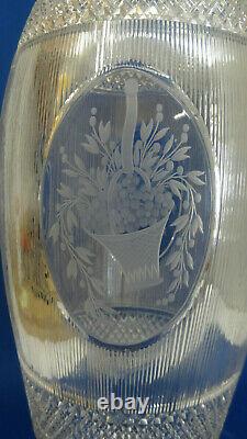 Sinclaire Museum Quality Cut Glass Vase 12 Signed with Logo