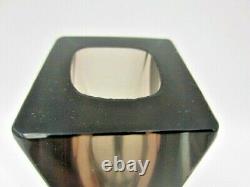 Space age geometric Murano triple sommerso prism facet cut art glass vase signed
