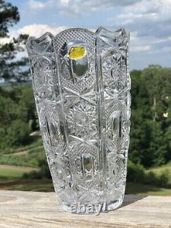 Star Cut Vase 9.5 Tall Large Vintage Lead Crystal Germany Weighs 6 Pounds