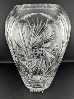 Starburst Pinwheel Pattern Hand Cut Crystal Vase 10