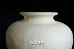Steuben Art Deco Ivory Acid Cut Back Vase with Gazelles