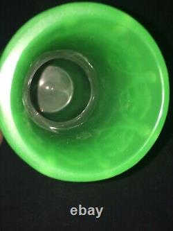 Steuben Glass Jade Green Acid Cut Back Peking #6222 Vase MINT