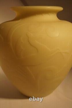 Steuben Stamford Art Deco Vase Ivory Cut Back Gazelles Deer design