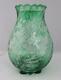 Stevens & Williams Emerald Green Cut To Clear Engraved Glass Vase Abp Brilliant