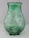 Stevens & Williams Emerald Green Cut To Clear Engraved Glass Vase Brilliant Abp