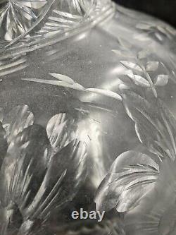 Stevens & Williams Intaglio Crystal Cut Glass Vase Vintage England Floral