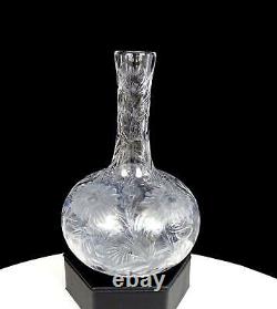 Stevens Williams Signed Intaglio Cut Rock Crystal Floral Motif 6 Bud Vase 1800