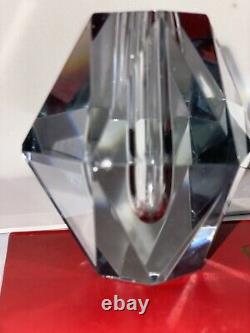 Strombergshyttan Faceted Cut Glass Signed Vase