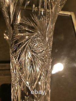 Stunning American Brilliant Cut Abp Trumpet Vase 14