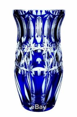 Stunning Antique Val St. Lambert Art Glass Blue Cut to Clear Vase