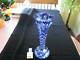 Stunning Cobalt Blue, Cut To Clear Vase, 9 1/2 H, Mint Condition
