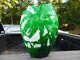 Stunning Fenton Blank / Kelsey Murphy Carved Green Cut Away Cameo Pillow Vase
