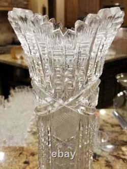 Stunning Large ABP Cut Glass American Brilliant Period 14.25 Antique Vase