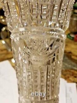 Stunning Large ABP Cut Glass American Brilliant Period 14.25 Antique Vase