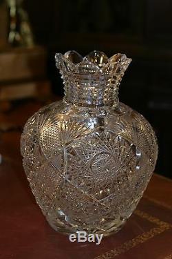 Stunning Large American Brilliant Cut Glass Flower Vase, Abp, Circa 1905