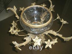 Stunning Rare Antique 18c Gilt Dore Bronze & Cut Glass Centerpiece, Vase, Bowl