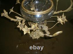 Stunning Rare Antique 18c Gilt Dore Bronze & Cut Glass Centerpiece, Vase, Bowl