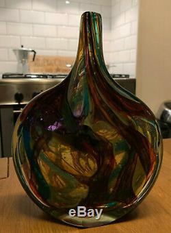 Stunning Rare XL MDINA Cut Ice Maltese Michael Harris Lollipop Fish Vase c. 1978