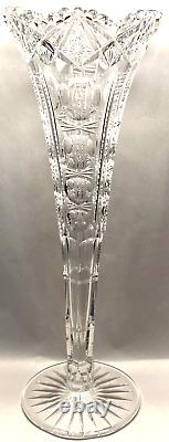 Stupendous American Brilliant Period Abp 16 Cut Glass Trumpet Vase Rings