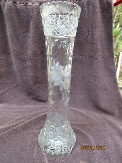 Super Large 16 Abp Cut Glass Vase Pairpoint Design Excellent