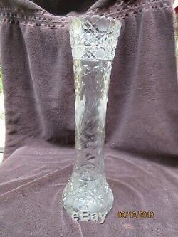 Super Large 16 Abp Cut Glass Vase Pairpoint Design Excellent