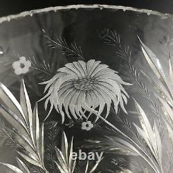 T. G. Hawkes Cut Glass Intaglio Gravic CHINA ASTER Pattern 8 Vase Signed