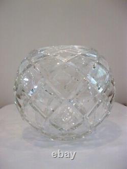 Tiffany & Co. Crystal Diamond Cut Vase Rose Bowl Excellent UNUSED 6 1/2 Tall