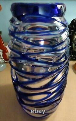 Tiffany & Co. Cut Lead Crystal 8.25 spiral blue/clear An absolute beauty