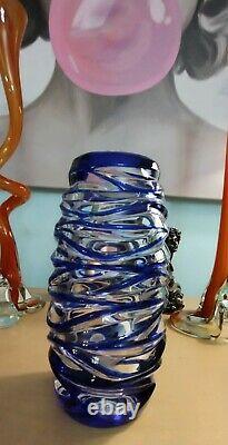 Tiffany & Co. Cut Lead Crystal 8.25 spiral blue/clear An absolute beauty
