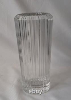 Tiffany & Co Cut Ribbed Crystal Cylindrical Form Art Glass Vase Stamped 9 MINT