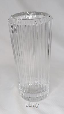 Tiffany & Co Cut Ribbed Crystal Cylindrical Form Art Glass Vase Stamped 9 MINT