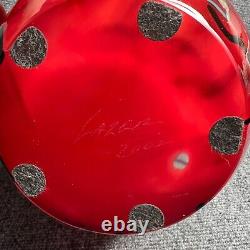 Tim Lazer Art Glass Vase Red Gold Foil Dichroic Slash Cut 21 Vase 2002 Signed