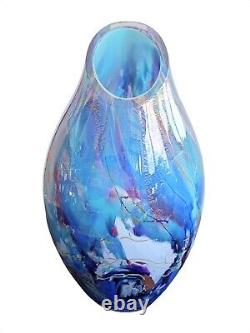 Tim Lazer Art Glass Vase Tall Cut Vase 1996