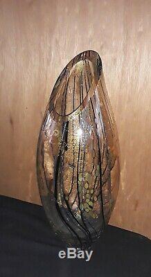 Tim Lazer Studio Art Glass Slash Cut Large Vase, 22.25, Signed, 2001