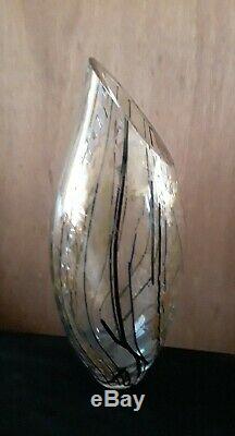 Tim Lazer Studio Art Glass Slash Cut Large Vase, 22.25, Signed, 2001
