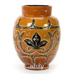 Triple Cased Cut Glass Vase Chocolate Glass Opal Black Amethyst Durand Bohemian