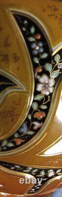 Triple Cased Cut Glass Vase Chocolate Glass Opal Black Amethyst Durand Bohemian