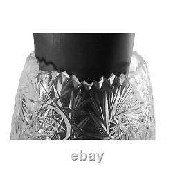Turkish Cut Crystal Vase 11 1/2 Tall Pinwheels Stars Buttons Clear Glass