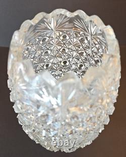 Turkish Hand Cut Crystal Sawtooth Rim Glass Vase